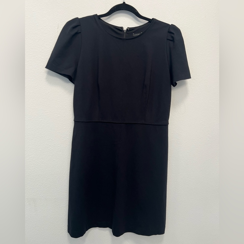 Ann Taylor Black Short Sleeve - A-Line Dress Size 8 Classic Workwear